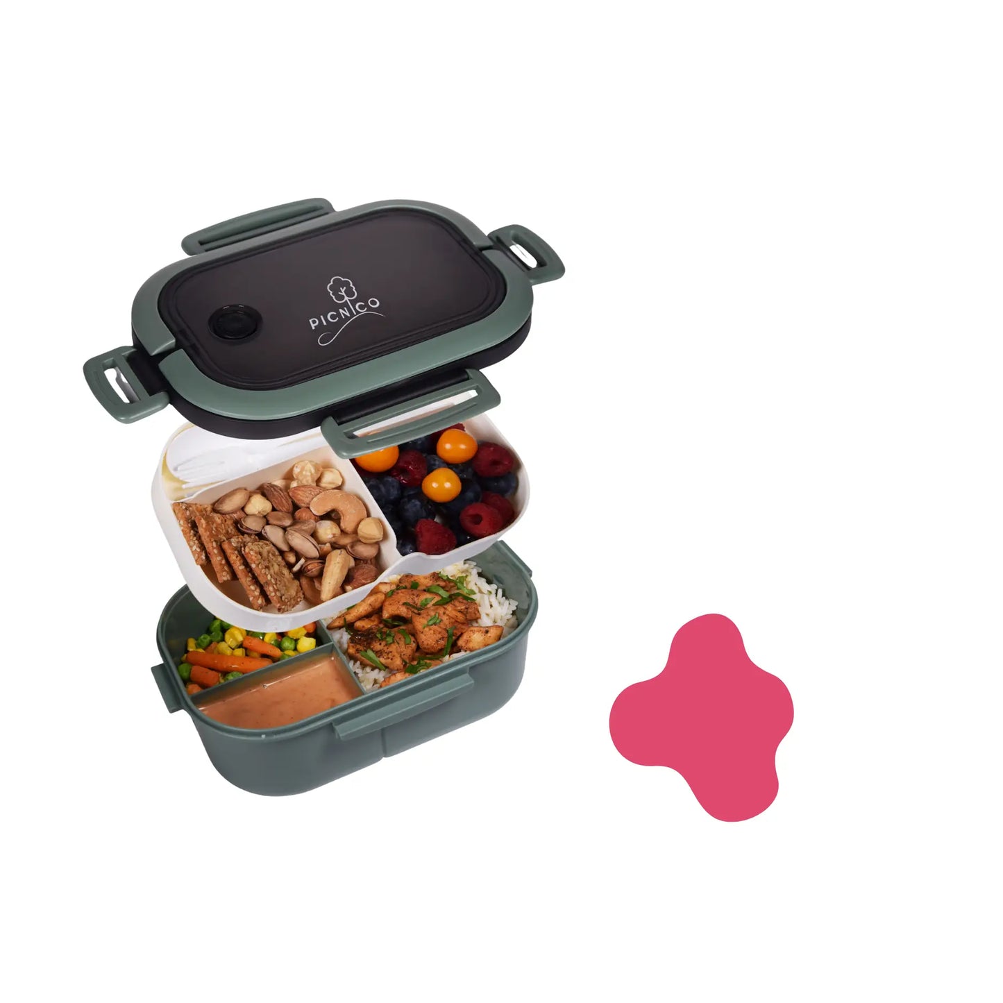 Picnico® Premium Lunchbox 1200 ml mit 2 Etagen & 6 Fächern (BPA-frei)