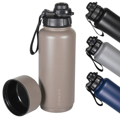 Picnico® Edelstahl Trinkflasche 1L mit Stauraum – auslaufsicher, BPA-frei & isoliert