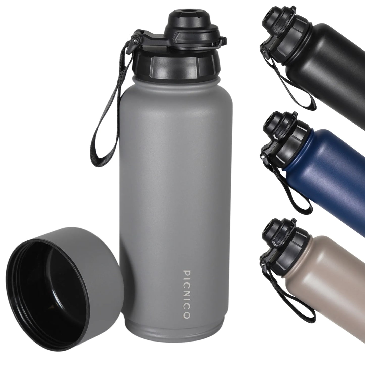 Picnico® Edelstahl Trinkflasche 1L mit Stauraum – auslaufsicher, BPA-frei & isoliert