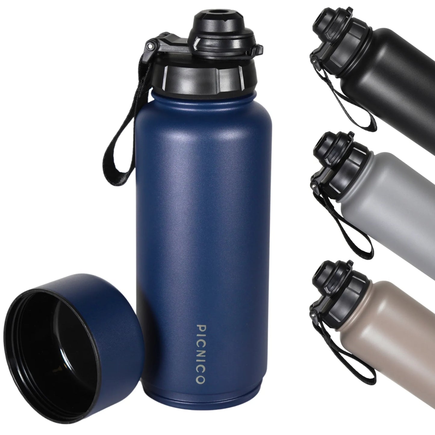 Picnico® Edelstahl Trinkflasche 1L mit Stauraum – auslaufsicher, BPA-frei & isoliert