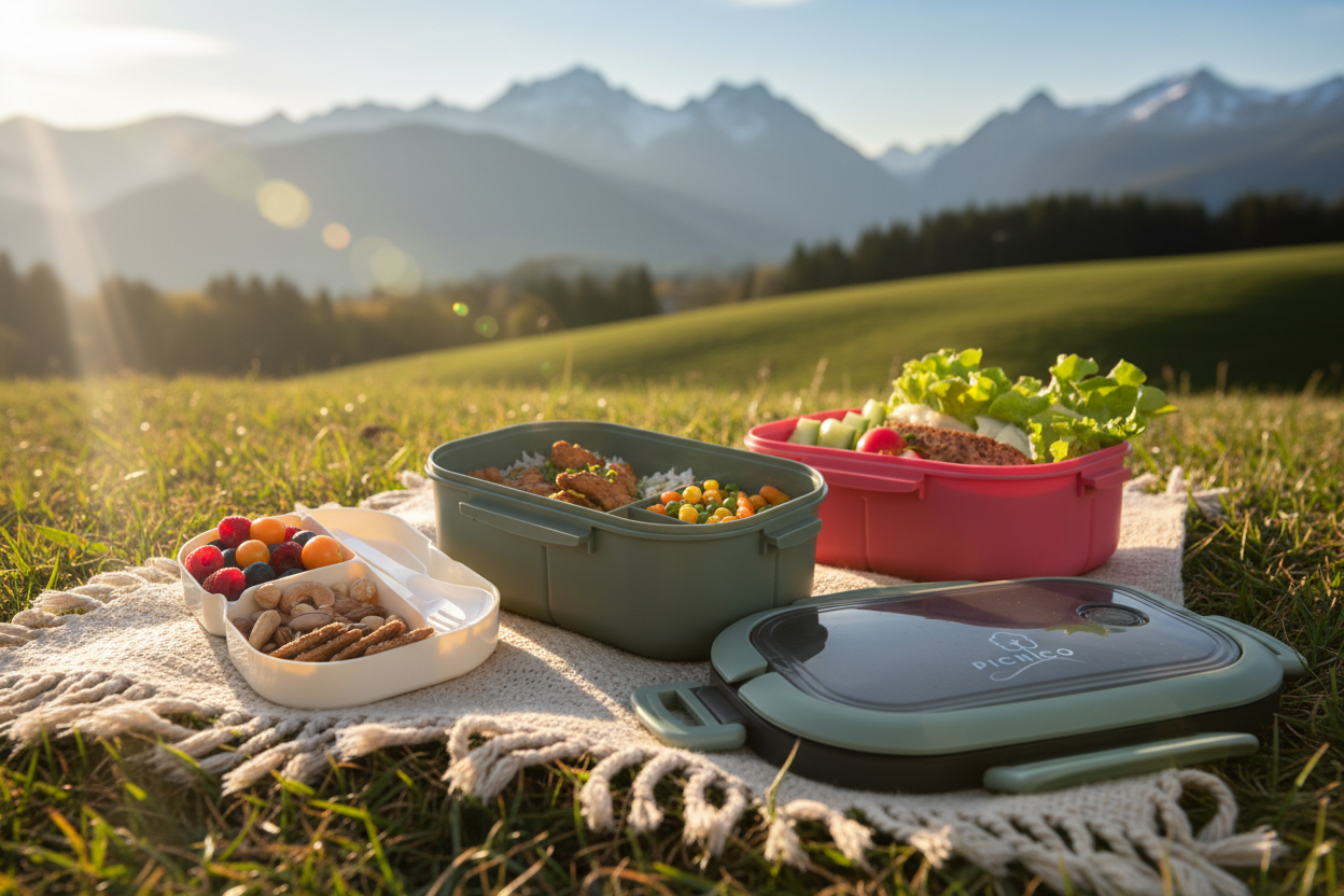 Picnico® Premium Lunchbox 1200 ml mit 2 Etagen & 6 Fächern (BPA-frei)