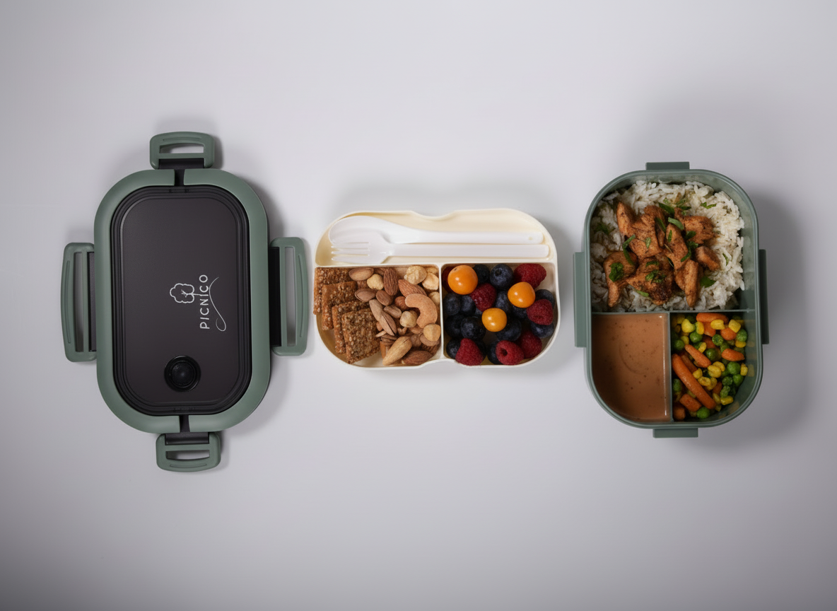 Picnico® Premium Lunchbox 1200 ml mit 2 Etagen & 6 Fächern (BPA-frei)